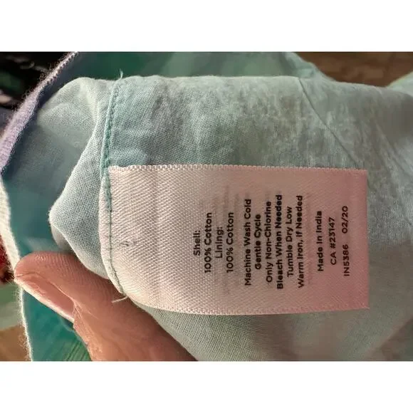 Talbots Midi Dress Beachcomber Stripe Cotton Blend Blue Green Size 12 - Picture 8 of 8